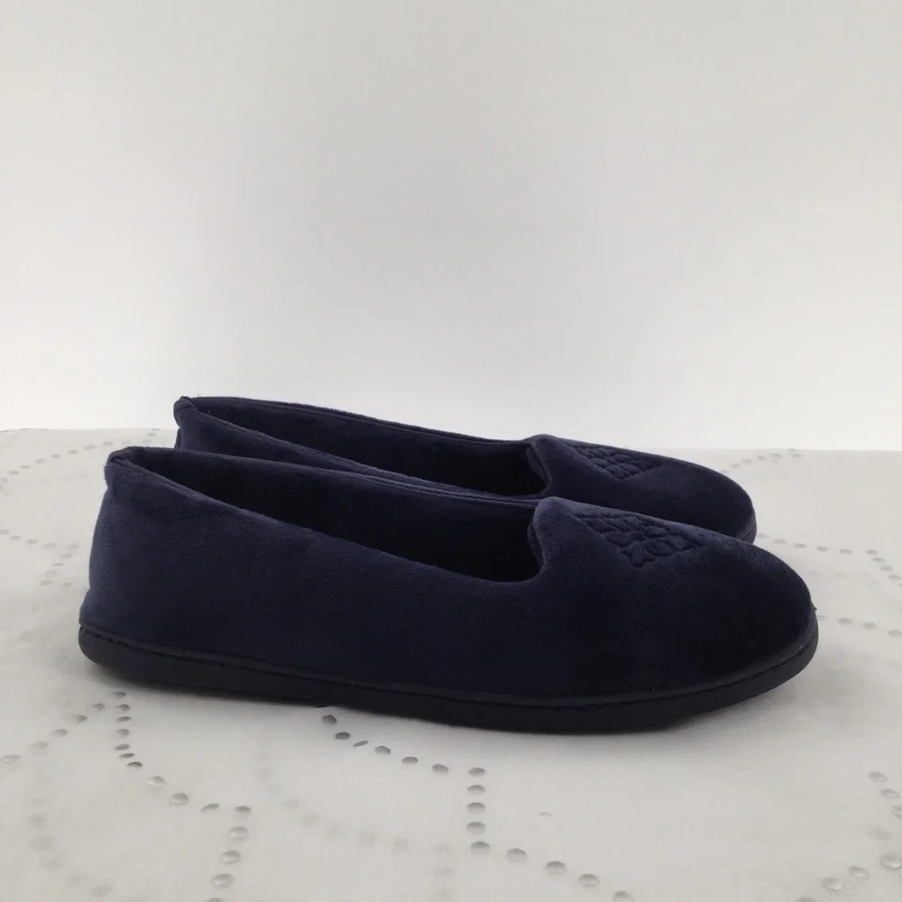 Dearfoam Navy velvety Super padded soft slippers